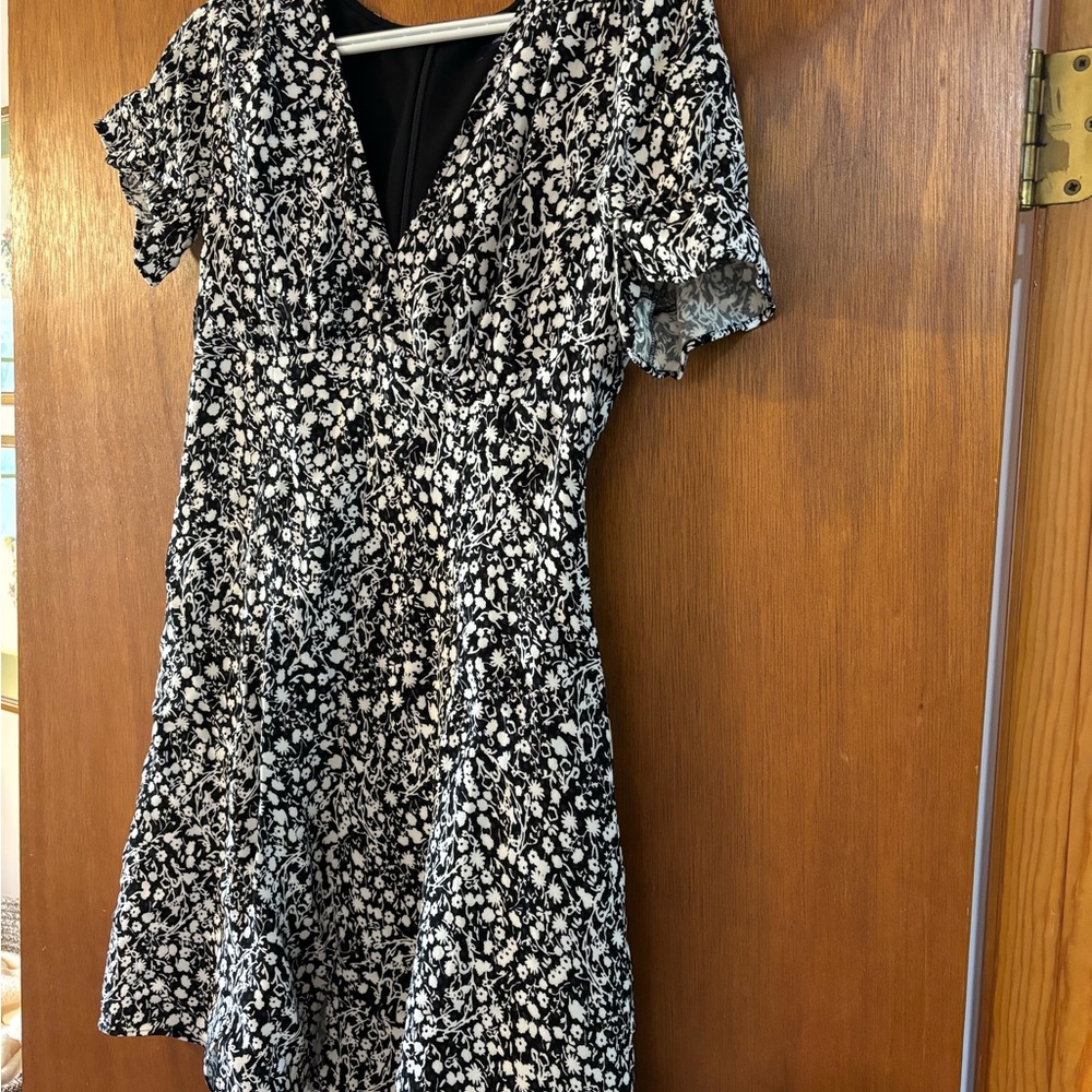 Floral Black and White Dress